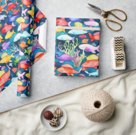 Papel De Presente Corais de peixes do oceano frascos de verão