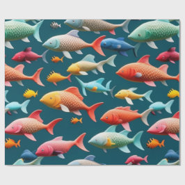 Papel De Presente Corais de peixes do oceano frascos de verão