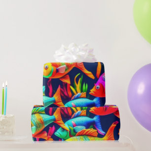 Papel De Presente Corais de peixes do oceano frascos de verão