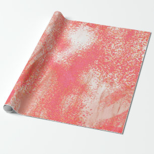 Papel De Presente Coral e Beige Splatter