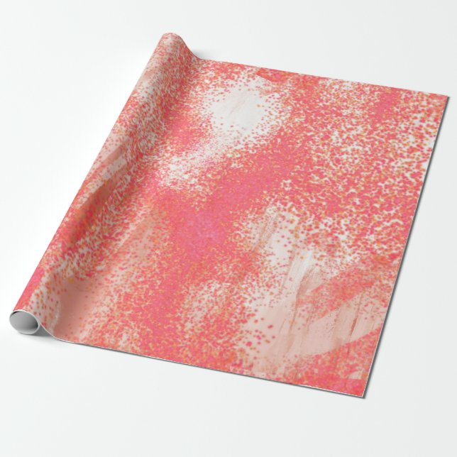 Papel De Presente Coral e Beige Splatter (Desenrolado)
