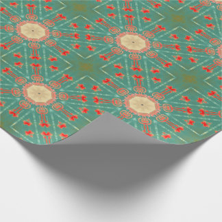 Papel De Presente Coral Glam boémio Starbursts de turquesa