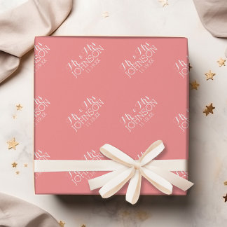 Papel De Presente Coral Peach Cor Sólido - Lembranças de Casamento M