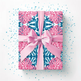 Papel De Presente Coral Rococo in Pink and Aqua