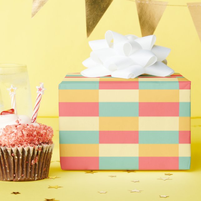 Papel De Presente Coral Turquesa Manteiga Amarela (Festa de aniversário)