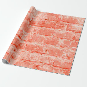 Papel De Presente Coral vivo. Fundo do muro de tijolos. Horiz de enc