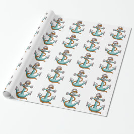Papel De Presente Corda Náutica e Âncora