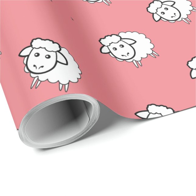 Papel De Presente Cordeiro rosa (Ponta do rolo)
