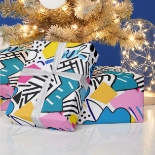 Papel De Presente Cores Brilhantes e Negritas Padrão de Arte Abstrat