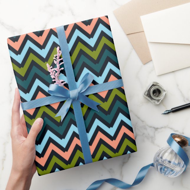 Papel De Presente Cores Chevron (Presentear)