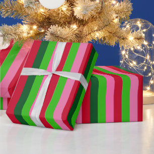 Papel De Presente Cores Contemporâneas Listras de Natal