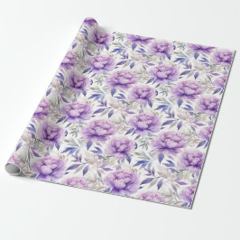 Papel De Presente Cores de água florais - lavandas roxas