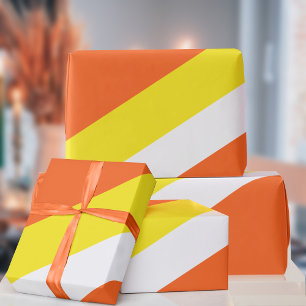 Papel De Presente Cores de Candy Corn Listrado Laranja Amarelo Branc