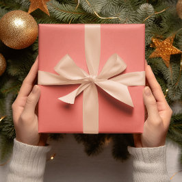 Papel De Presente Cores de Tendência - Cor do Sunset Coral - Rolagem