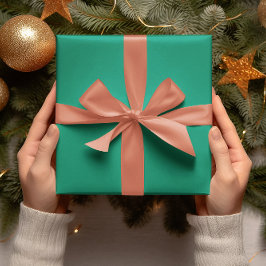 Papel De Presente Cores de tendência - Cor verde de jade - Rolagem s