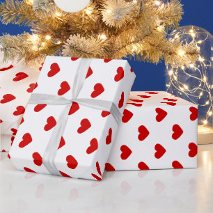 Papel De Presente Cores DIY Padrão Corações Vermelho Branco
