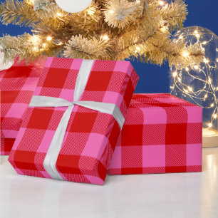 Papel De Presente Cores DIY Xadrez de Búfalo Tartan Med SV Vermelho
