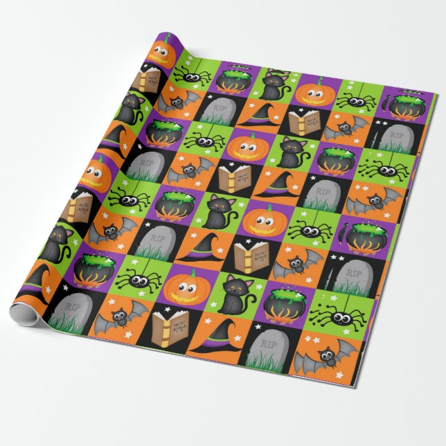 Papel De Presente Cores do Halloween (Desenrolado)