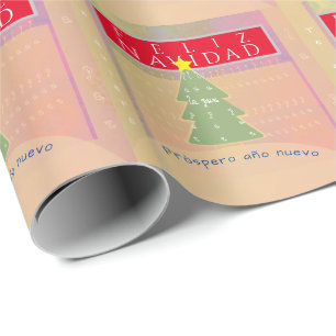 Papel De Presente Cores Mais Brilhantes "Feliz Navidad" Sensíveis a 
