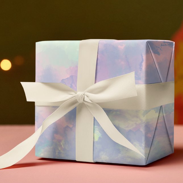 Papel De Presente Cores Moles Cor d'água Rosa-Lilac-Azul (Criador carregado)