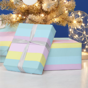 Papel De Presente Cores Pastel Amarelo Azul Roxo Listras Personaliza