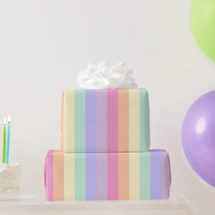 Papel De Presente Cores Pastel Rosa Listrado Amarelo Azul Roxo