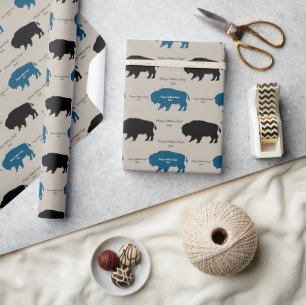 Papel De Presente Cores Personalizadas de Buffalo Russo Azul Preto C