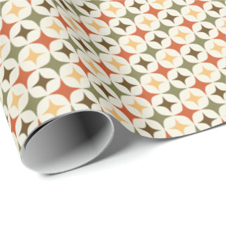 Papel De Presente Cores Retro Padrão de Formas Atômicas dos Anos 50