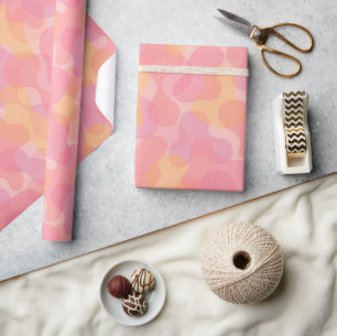 Papel De Presente Cores Rosa Retro Formas Amorfos Padrão de Arte
