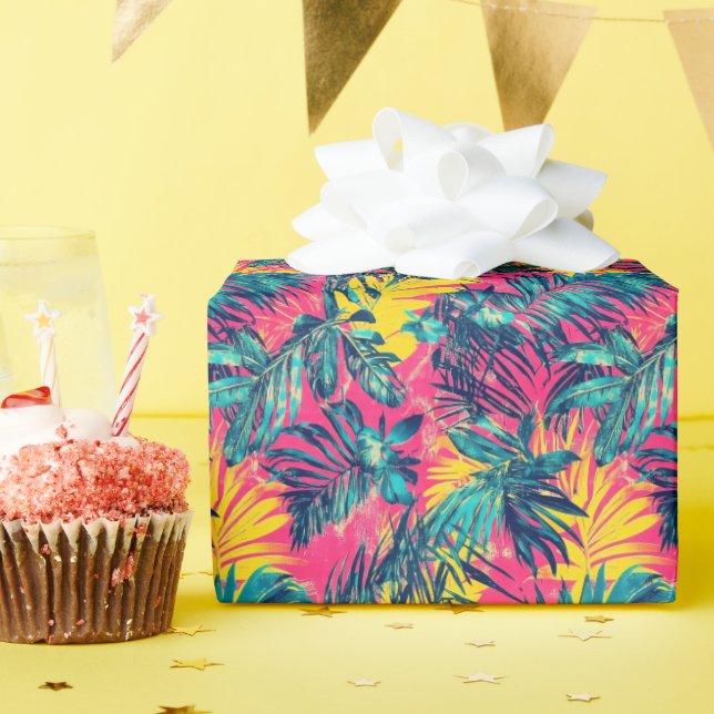 Papel De Presente Cores Vibrantes Padrão Exótico (Festa de aniversário)