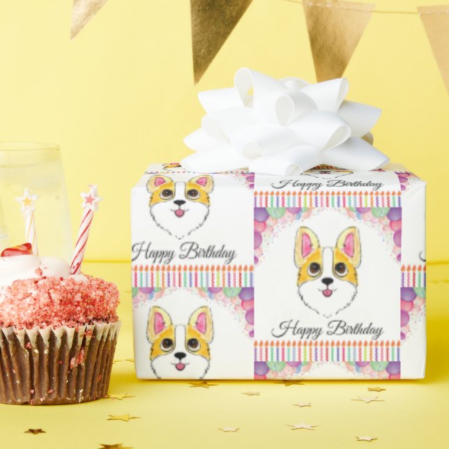 Papel De Presente Corgi Birthday (Festa de aniversário)