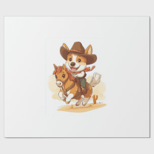 Papel De Presente Corgi Cowboy � Cão de Rodeio Western