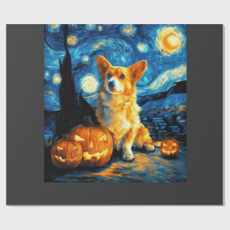Papel De Presente Corgi Dog Lovers Painting of van gogh starry night