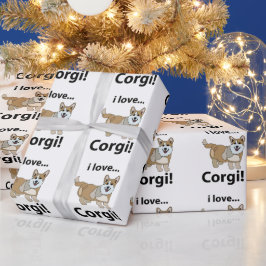 Papel De Presente Corgi I Love Corgi