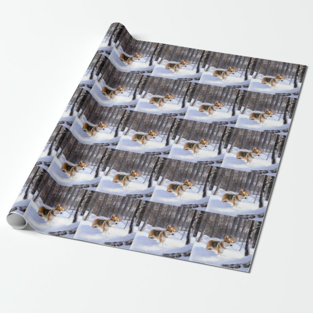 Papel De Presente Corgi Let It Snow Natal (Desenrolado)