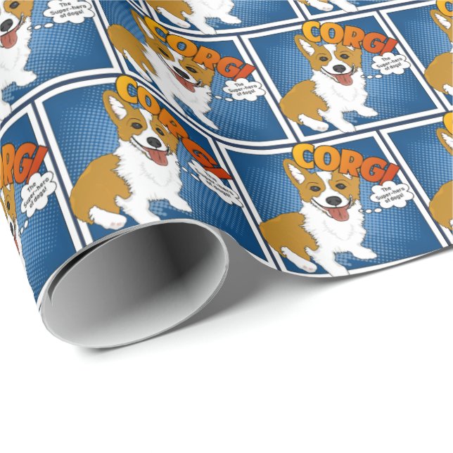 Papel De Presente Corgi, o Super-Herói dos Cães! (Ponta do rolo)