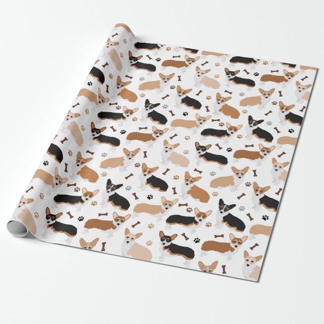 Papel De Presente Corgi - Papéis de cães e ossos (Desenrolado)