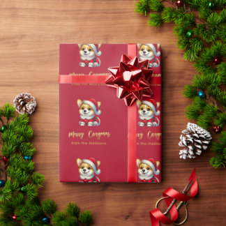 Papel De Presente Corgi Personalizado Adorável - Feliz de Córgmas