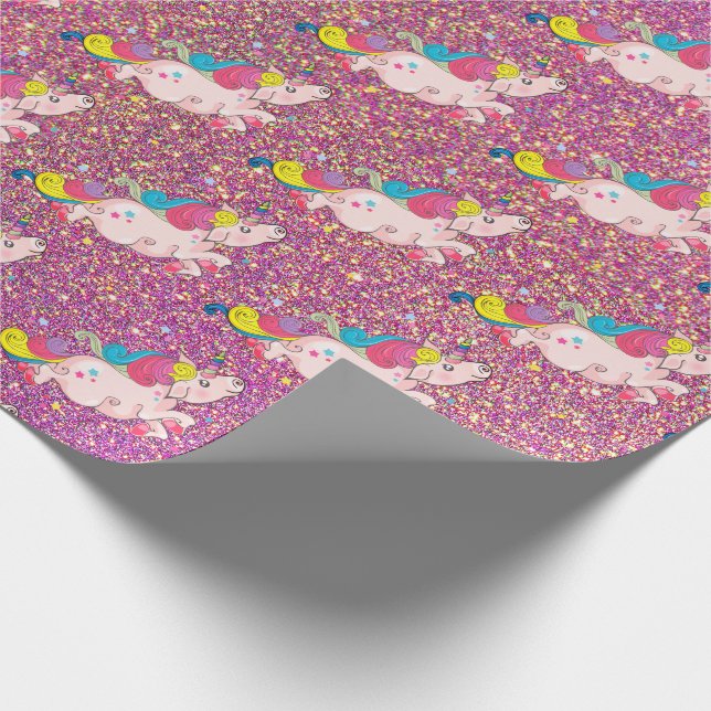 Papel De Presente Córneo Kawaii Arco-íris Dourado Roxo Rosa Brilho (Ponta)