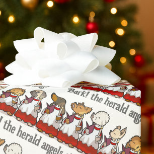 Papel De Presente Coro de Cães Engraçados Late! Cartoon de Punição d