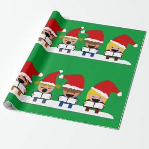 Papel De Presente Coro de Crianças Cantando Natal