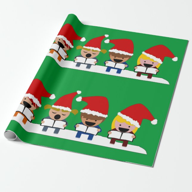 Papel De Presente Coro de Crianças Cantando Natal (Desenrolado)