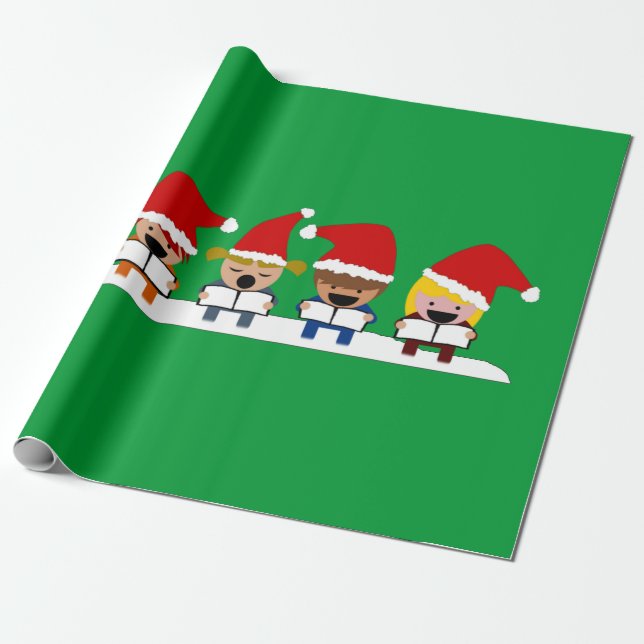 Papel De Presente Coro de Crianças Cantando Natal (Desenrolado)