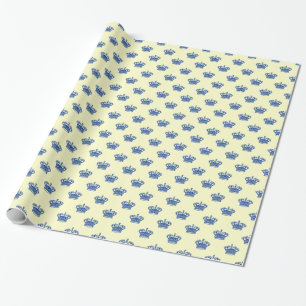 Papel De Presente Coroa 01 - Marinho no amarelo pálido