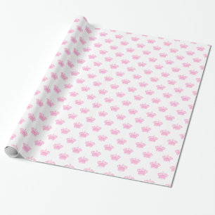 Papel De Presente Coroa 01 - Rosa no branco