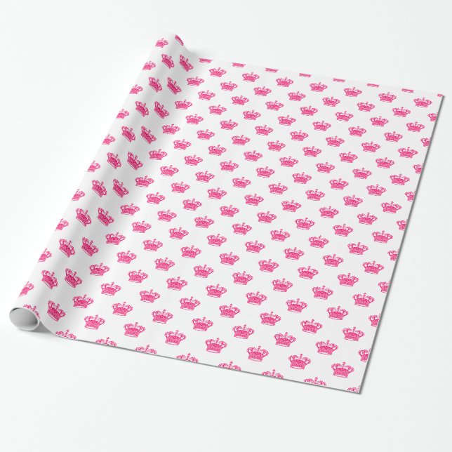 Papel De Presente Coroa 01 - Vermelho de néon no branco (Desenrolado)