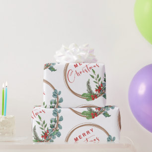 Papel De Presente Coroa Botânica Feliz Natal