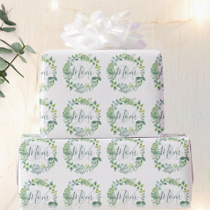 Papel De Presente Coroa de Folhagem Verde para o Dia das Mães
