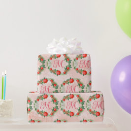 Papel De Presente Coroa de Natal Alegre Moderna Vermelho Verde Letra