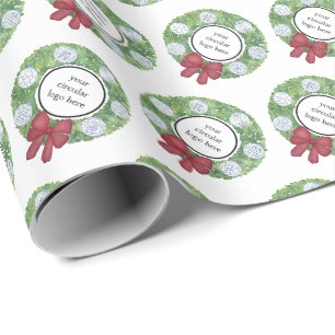 Papel De Presente Coroa de Natal com Logotipo Empresarial Personaliz